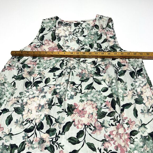 J. Jill Love Linen Dress Size L Large Pockets Knee Length Sleeveless Floral - Picture 5 of 10